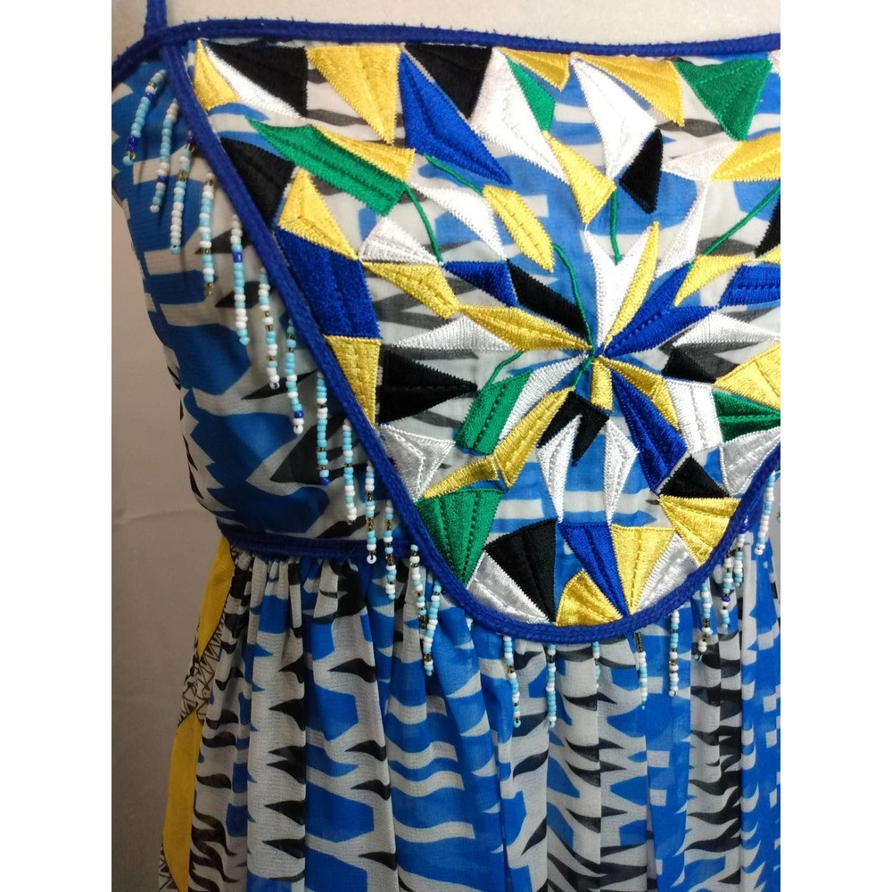 Christina blue geometric print spaghetti strap maxi dress - Picture 2 of 6